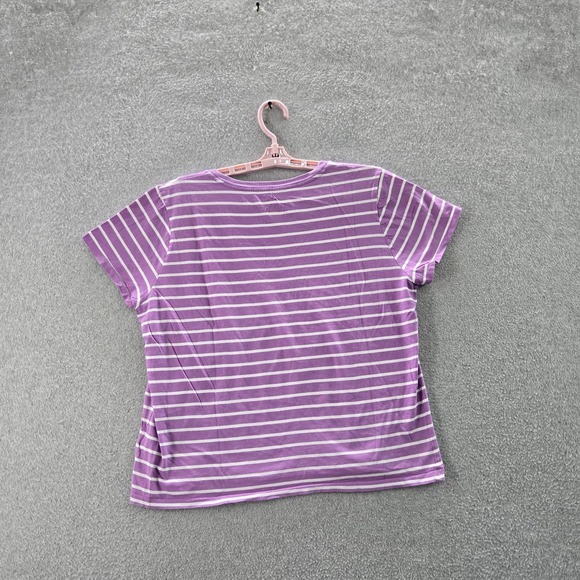 Polo Ralph Lauren Women Shirt XL Purple Striped Pony Embroidery V-Neck Pullover - Picture 9 of 9